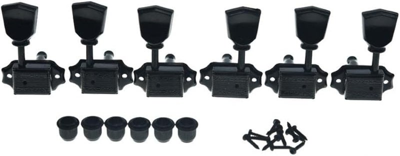 WILKINSON Black with Black Button 3x3 Deluxe Vintage Tuners Guitar Tuning Keys Machine Heads with Plastic Keystone Buttons for Les Paul/SG/ES, (K1949) - Image 1